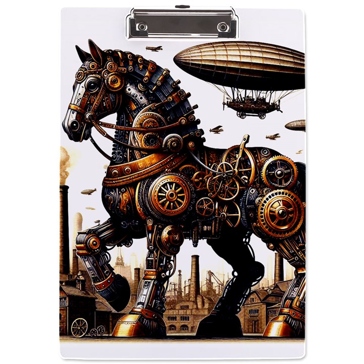 Steampunk Horse Punch 1 A4 Acrylic Clipboard