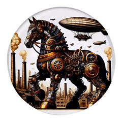 Steampunk Horse Punch 1 Round Glass Fridge Magnet (4 Pack) by CKArtCreations