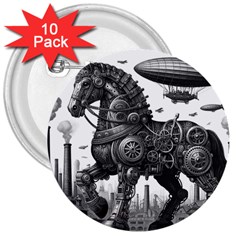 Steampunk Horse  3  Buttons (10 Pack)  by CKArtCreations