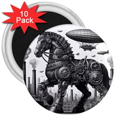 Steampunk Horse  3  Magnets (10 Pack)  by CKArtCreations