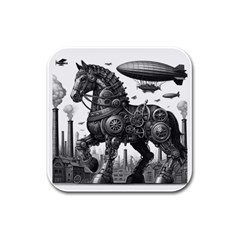 Steampunk Horse  Rubber Square Coaster (4 Pack) by CKArtCreations