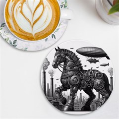 Steampunk Horse  Uv Print Round Tile Coaster by CKArtCreations