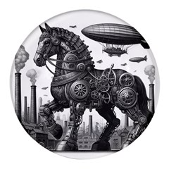 Steampunk Horse  Round Glass Fridge Magnet (4 Pack) by CKArtCreations