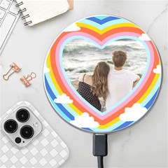 Personalized Rainbow Heart Name Photo Wireless Fast Charger - Wireless Fast Charger(White)