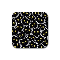 Cat Pattern Pet Drawing Eyes Rubber Square Coaster (4 Pack) by Maspions