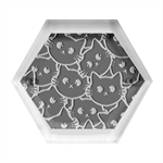 Cat Pattern Pet Drawing Eyes Hexagon Wood Jewelry Box Front