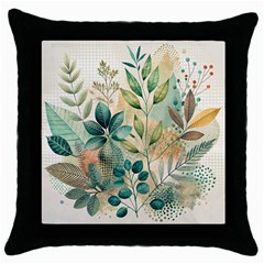 Flowers Spring Throw Pillow Case (black)