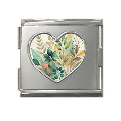 Flowers Spring Mega Link Heart Italian Charm (18mm)