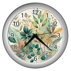 Flowers Spring Wall Clock (silver)