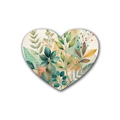 Flowers Spring Rubber Heart Coaster (4 Pack)