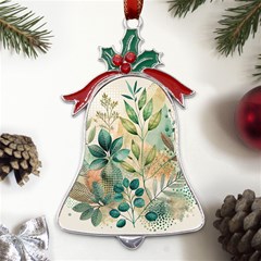 Flowers Spring Metal Holly Leaf Bell Ornament