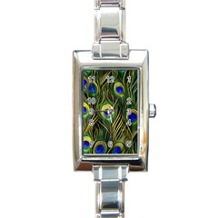 Peacock Pattern Rectangle Italian Charm Watch