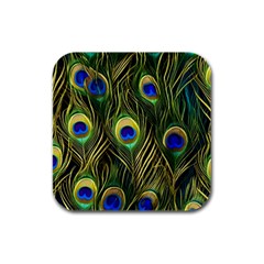 Peacock Pattern Rubber Square Coaster (4 Pack)