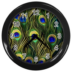 Peacock Pattern Wall Clock (black) by Maspions