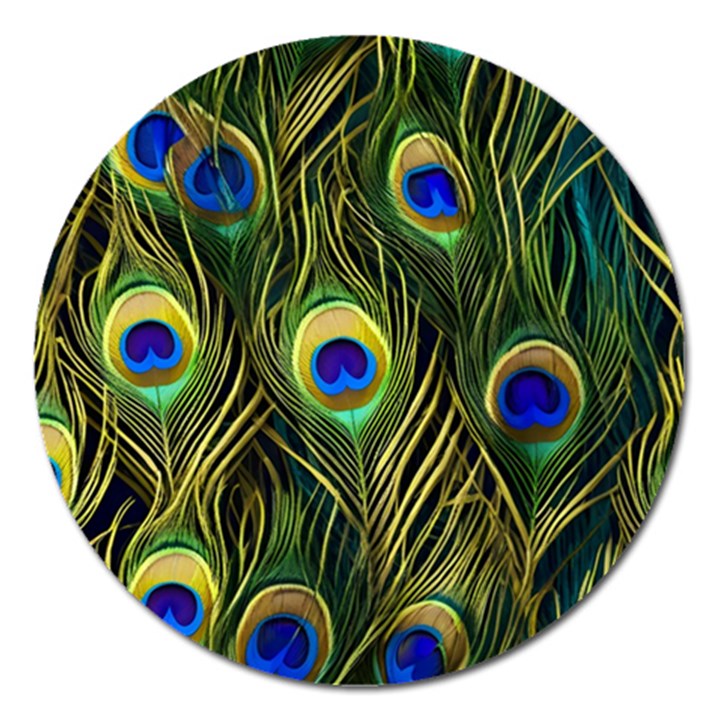 Peacock Pattern Magnet 5  (Round)