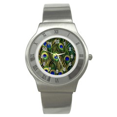 Peacock Pattern Stainless Steel Watch by Maspions