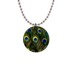 Peacock Pattern 1  Button Necklace by Maspions