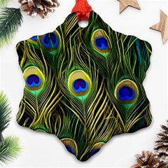 Peacock Pattern Snowflake Ornament (two Sides) by Maspions