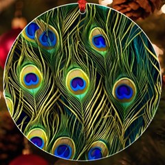 Peacock Pattern UV Print Acrylic Ornament Round