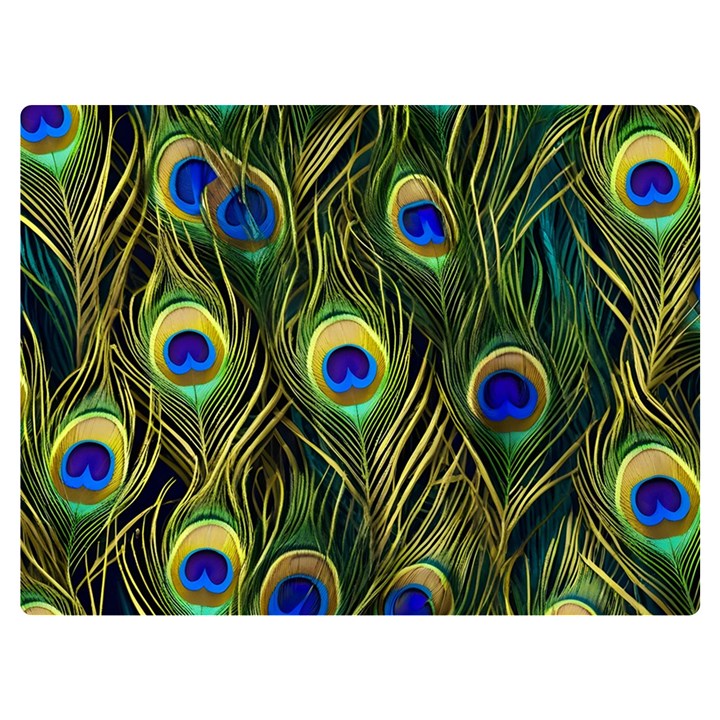 Peacock Pattern Two Sides Premium Plush Fleece Blanket (Baby Size)