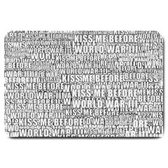 Kiss me before world war 3 typographic motif pattern Large Doormat