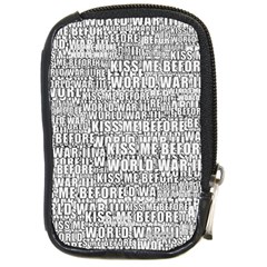 Kiss me before world war 3 typographic motif pattern Compact Camera Leather Case