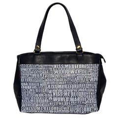 Kiss Me Before World War 3 Typographic Motif Pattern Oversize Office Handbag by dflcprintsclothing