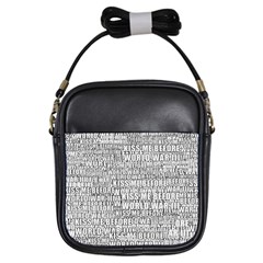 Kiss me before world war 3 typographic motif pattern Girls Sling Bag