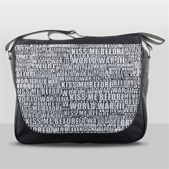 Kiss Me Before World War 3 Typographic Motif Pattern Messenger Bag