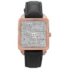 Kiss me before world war 3 typographic motif pattern Rose Gold Leather Watch 