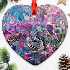 Pink Swirls Flow Ornament (heart) by kaleidomarblingart