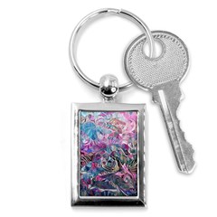 Pink Swirls Flow Key Chain (rectangle) by kaleidomarblingart