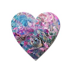 Pink Swirls Flow Heart Magnet by kaleidomarblingart