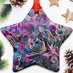 Pink Swirls Flow Star Ornament (two Sides) by kaleidomarblingart