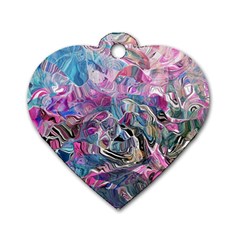 Pink Swirls Flow Dog Tag Heart (two Sides) by kaleidomarblingart