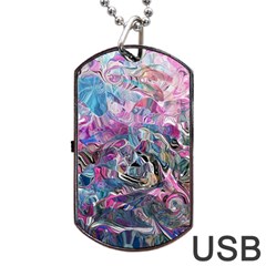 Pink Swirls Flow Dog Tag Usb Flash (two Sides) by kaleidomarblingart