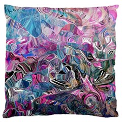 Pink Swirls Flow Large Cushion Case (one Side) by kaleidomarblingart