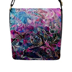 Pink Swirls Flow Flap Closure Messenger Bag (l) by kaleidomarblingart