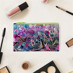 Pink Swirls Flow Cosmetic Bag (xs) by kaleidomarblingart