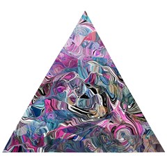 Pink Swirls Flow Wooden Puzzle Triangle by kaleidomarblingart