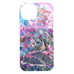 Pink Swirls Flow Iphone 15 Plus Black Uv Print Pc Hardshell Case by kaleidomarblingart