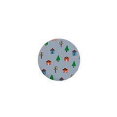 House Trees Pattern Background 1  Mini Magnets