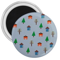 House Trees Pattern Background 3  Magnets