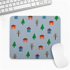 House Trees Pattern Background Large Mousepad