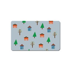 House Trees Pattern Background Magnet (name Card)