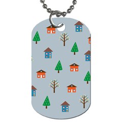 House Trees Pattern Background Dog Tag (two Sides)