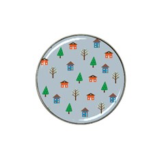 House Trees Pattern Background Hat Clip Ball Marker (4 Pack)