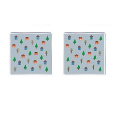 House Trees Pattern Background Cufflinks (square)