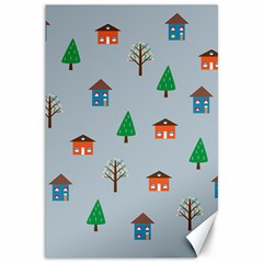 House Trees Pattern Background Canvas 12  X 18 