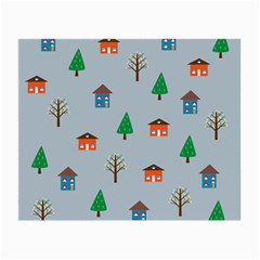 House Trees Pattern Background Small Glasses Cloth (2 Sides)